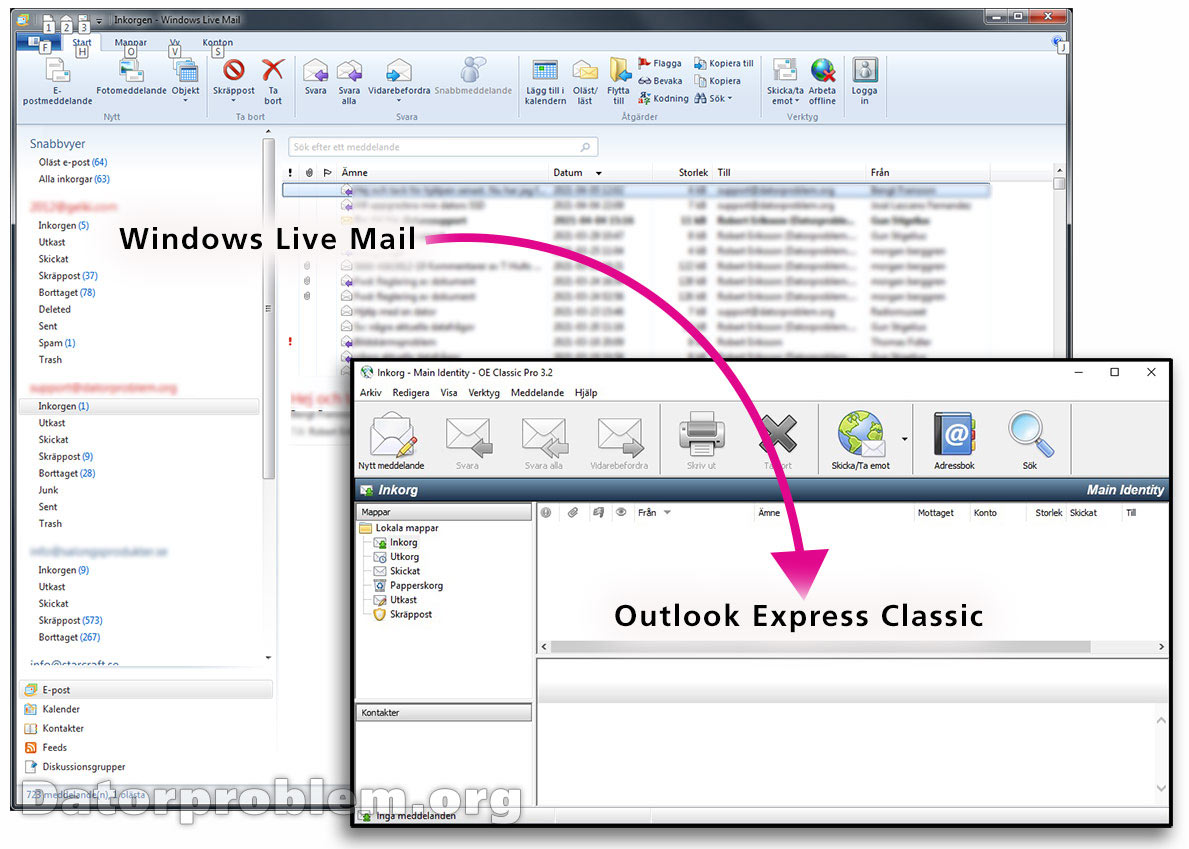 flytta från windows live mail till outlook express classic