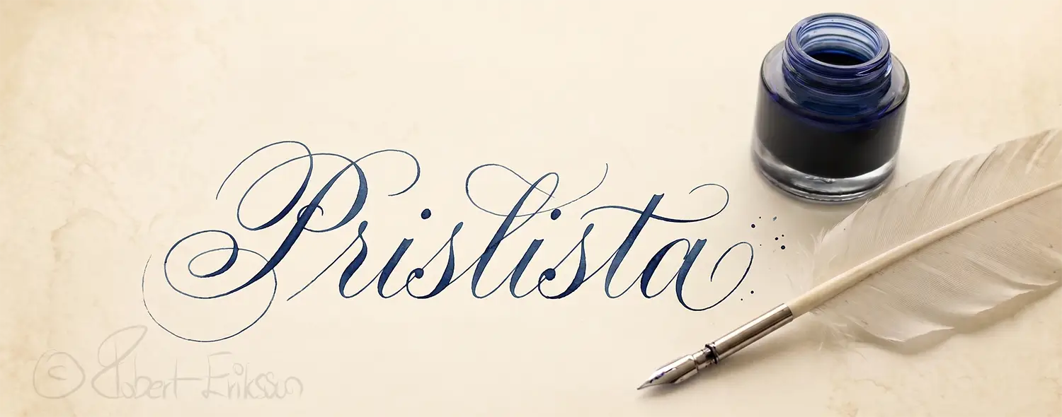 Prislista skriven med kursiv skrift