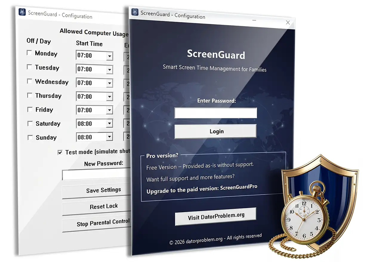 ScreenGuard föräldraprogram för skärmtid i Windows